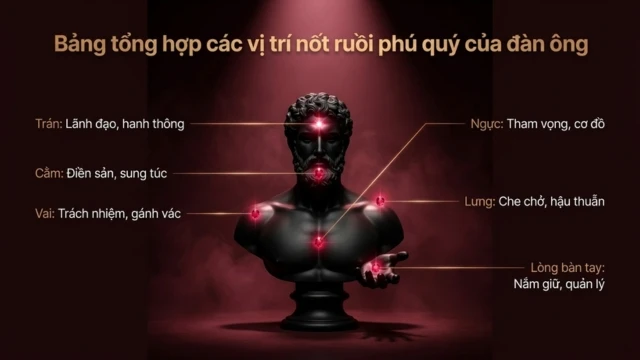 Bảng tổng hợp vị trí nốt ruồi phú quý