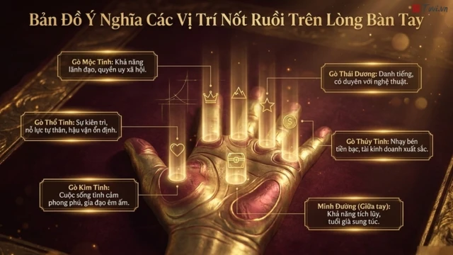 Bảng ý nghĩa nốt ruồi lòng bàn tay