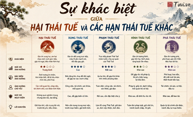 Sự khác biệt giữa Hại Thái Tuế và các hạn Thái Tuế khác