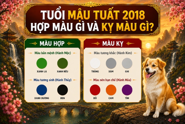 Tuổi Mậu Tuất 2018 hợp màu gì và kỵ màu gì?
